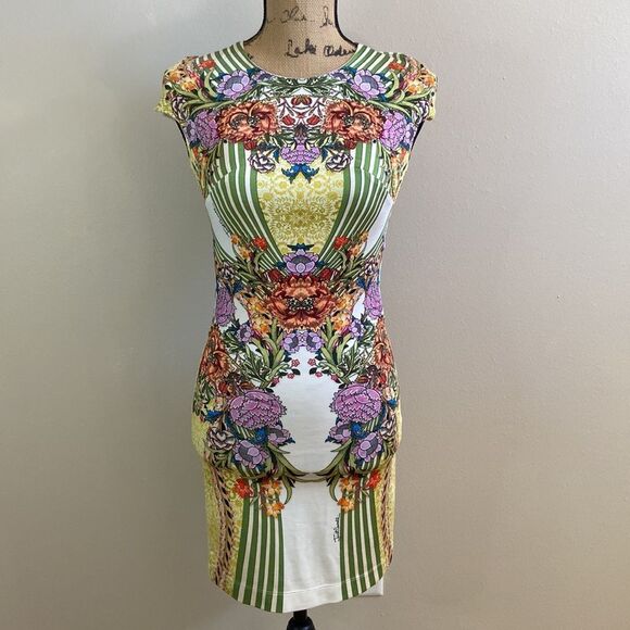 NWT Just Cavalli Gorgeous Rare Animal Floral Print Mini Bodycon Dress size XS - Picture 6 of 16